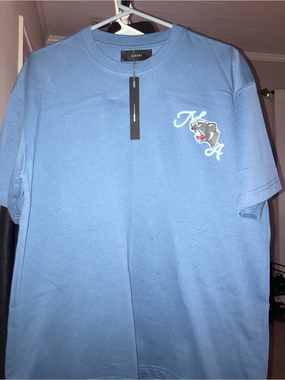 AMIRI Dusty Blue Crewneck Logo Tee